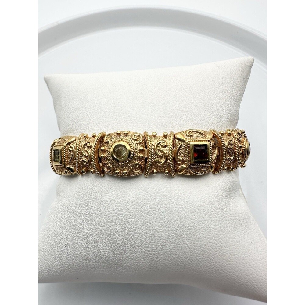 Ross Simons Etruscan Sterling Silver 18k Gold Vermeil Gemstone Bracelet